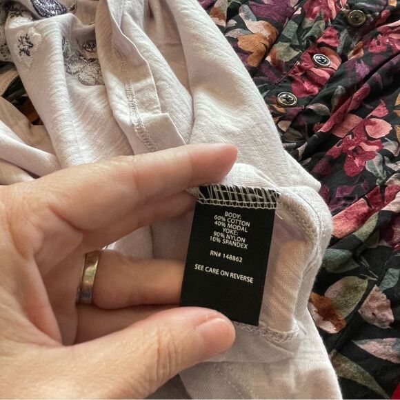 NWT Torrid Lilac Purple Slub Jersey Embroidered Lace Tank Shirt Top 00 Sz 10/12 - Picture 5 of 5